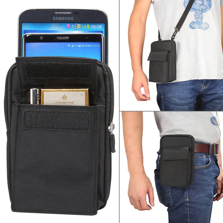 6.4 inch and Below Universal Polyester Men Vertical Style Case Shoulder Carrying Bag with Belt Hole & Climbing Buckle, For iPhone, Samsung, Sony, Huawei, Meizu, Lenovo, ASUS, Oneplus, Xiaomi, Cubot, Ulefone, Letv, DOOGEE, Vkworld, and other (Black) - More iPhone Cases by PMC TechLife | Online Shopping South Africa | PMC TechLife | Buy Now Pay Later Mobicred