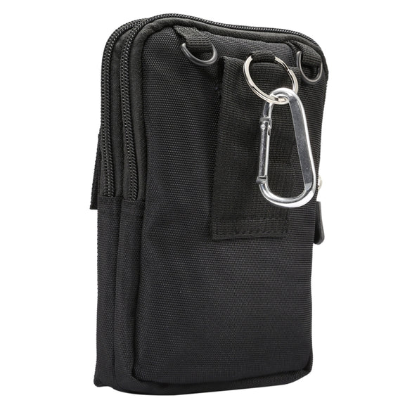 6.4 inch and Below Universal Polyester Men Vertical Style Case Shoulder Carrying Bag with Belt Hole & Climbing Buckle, For iPhone, Samsung, Sony, Huawei, Meizu, Lenovo, ASUS, Oneplus, Xiaomi, Cubot, Ulefone, Letv, DOOGEE, Vkworld, and other (Black)