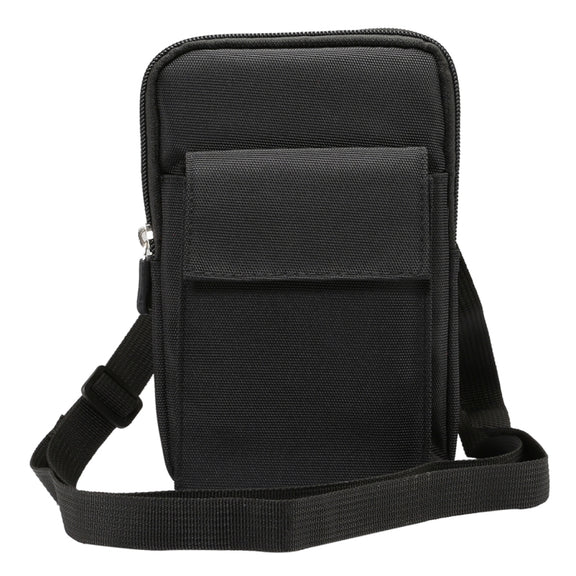 6.4 inch and Below Universal Polyester Men Vertical Style Case Shoulder Carrying Bag with Belt Hole & Climbing Buckle, For iPhone, Samsung, Sony, Huawei, Meizu, Lenovo, ASUS, Oneplus, Xiaomi, Cubot, Ulefone, Letv, DOOGEE, Vkworld, and other (Black)
