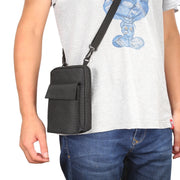 6.4 inch and Below Universal Polyester Men Vertical Style Case Shoulder Carrying Bag with Belt Hole & Climbing Buckle, For iPhone, Samsung, Sony, Huawei, Meizu, Lenovo, ASUS, Oneplus, Xiaomi, Cubot, Ulefone, Letv, DOOGEE, Vkworld, and other (Black)