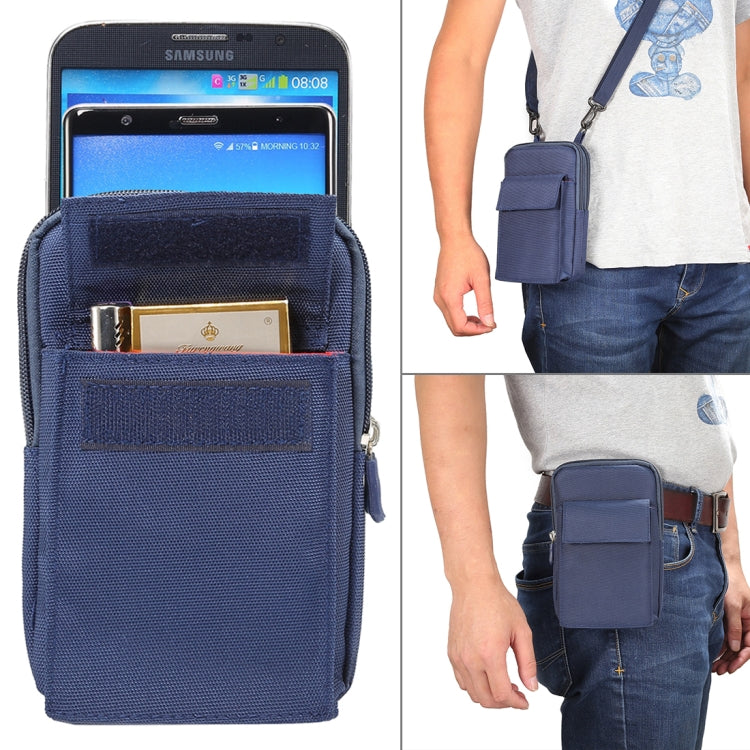 6.4 inch and Below Universal Polyester Men Vertical Style Case Shoulder Carrying Bag with Belt Hole & Climbing Buckle, For iPhone, Samsung, Sony, Huawei, Meizu, Lenovo, ASUS, Oneplus, Xiaomi, Cubot, Ulefone, Letv, DOOGEE, Vkworld, and other (Dark Blue) - More iPhone Cases by PMC TechLife | Online Shopping South Africa | PMC TechLife | Buy Now Pay Later Mobicred