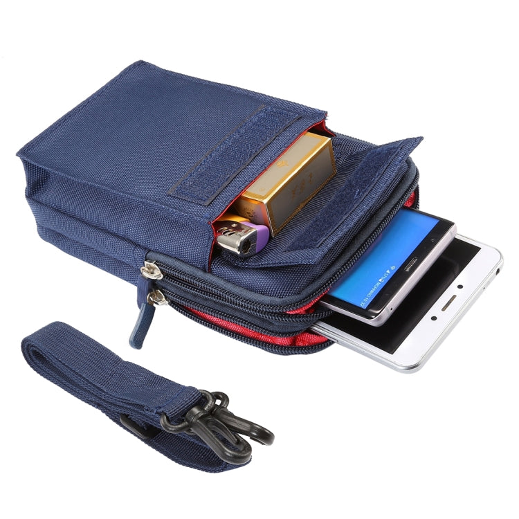 6.4 inch and Below Universal Polyester Men Vertical Style Case Shoulder Carrying Bag with Belt Hole & Climbing Buckle, For iPhone, Samsung, Sony, Huawei, Meizu, Lenovo, ASUS, Oneplus, Xiaomi, Cubot, Ulefone, Letv, DOOGEE, Vkworld, and other (Dark Blue) - More iPhone Cases by PMC TechLife | Online Shopping South Africa | PMC TechLife | Buy Now Pay Later Mobicred