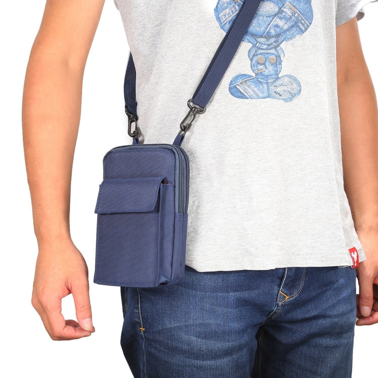 6.4 inch and Below Universal Polyester Men Vertical Style Case Shoulder Carrying Bag with Belt Hole & Climbing Buckle, For iPhone, Samsung, Sony, Huawei, Meizu, Lenovo, ASUS, Oneplus, Xiaomi, Cubot, Ulefone, Letv, DOOGEE, Vkworld, and other (Dark Blue) - More iPhone Cases by PMC TechLife | Online Shopping South Africa | PMC TechLife | Buy Now Pay Later Mobicred