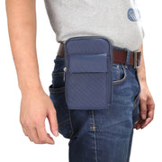 6.4 inch and Below Universal Polyester Men Vertical Style Case Shoulder Carrying Bag with Belt Hole & Climbing Buckle, For iPhone, Samsung, Sony, Huawei, Meizu, Lenovo, ASUS, Oneplus, Xiaomi, Cubot, Ulefone, Letv, DOOGEE, Vkworld, and other (Dark Blue)