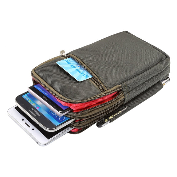 7 inch and Below Universal Polyester Men Vertical Style Case Waist Bag with Belt Hole & Climbing Buckle, For iPhone, Samsung, Sony, Huawei, Meizu, Lenovo, ASUS, Oneplus, Xiaomi, Cubot, Ulefone, Letv, DOOGEE, Vkworld, and other (Army Green)