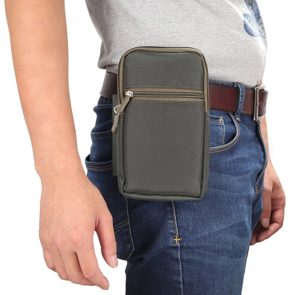 7 inch and Below Universal Polyester Men Vertical Style Case Waist Bag with Belt Hole & Climbing Buckle, For iPhone, Samsung, Sony, Huawei, Meizu, Lenovo, ASUS, Oneplus, Xiaomi, Cubot, Ulefone, Letv, DOOGEE, Vkworld, and other (Army Green)