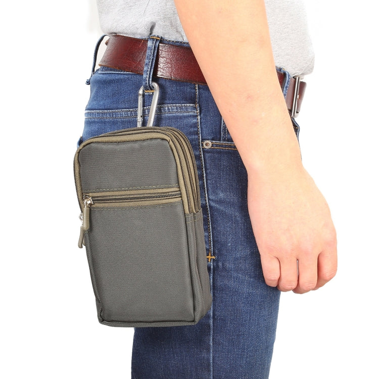7 inch and Below Universal Polyester Men Vertical Style Case Waist Bag with Belt Hole & Climbing Buckle, For iPhone, Samsung, Sony, Huawei, Meizu, Lenovo, ASUS, Oneplus, Xiaomi, Cubot, Ulefone, Letv, DOOGEE, Vkworld, and other (Army Green)
