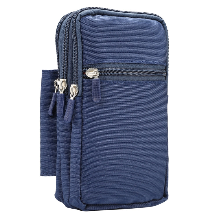 7 inch and Below Universal Polyester Men Vertical Style Case Waist Bag with Belt Hole & Climbing Buckle, For iPhone, Samsung, Sony, Huawei, Meizu, Lenovo, ASUS, Oneplus, Xiaomi, Cubot, Ulefone, Letv, DOOGEE, Vkworld, and other (Dark Blue)