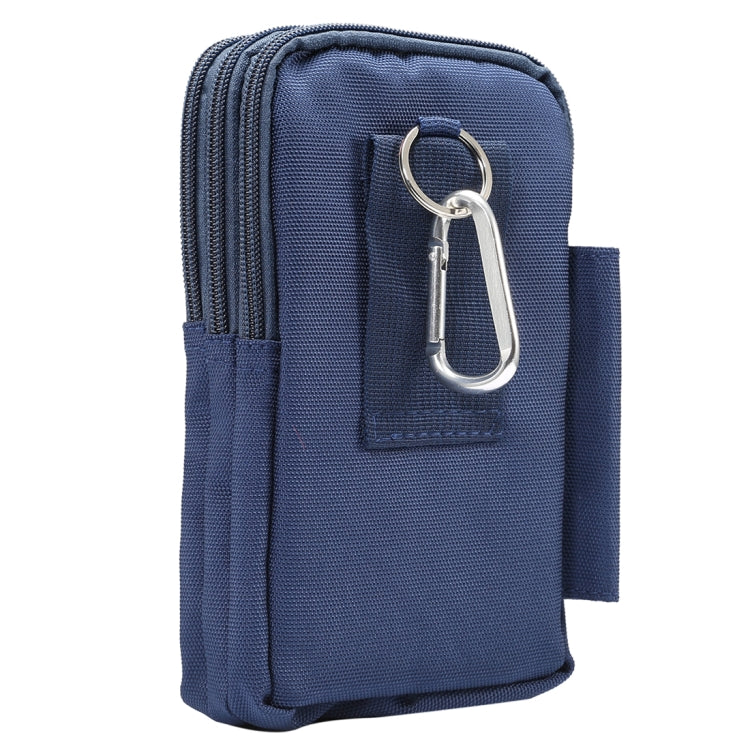 7 inch and Below Universal Polyester Men Vertical Style Case Waist Bag with Belt Hole & Climbing Buckle, For iPhone, Samsung, Sony, Huawei, Meizu, Lenovo, ASUS, Oneplus, Xiaomi, Cubot, Ulefone, Letv, DOOGEE, Vkworld, and other (Dark Blue)