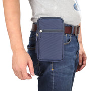 7 inch and Below Universal Polyester Men Vertical Style Case Waist Bag with Belt Hole & Climbing Buckle, For iPhone, Samsung, Sony, Huawei, Meizu, Lenovo, ASUS, Oneplus, Xiaomi, Cubot, Ulefone, Letv, DOOGEE, Vkworld, and other (Dark Blue)