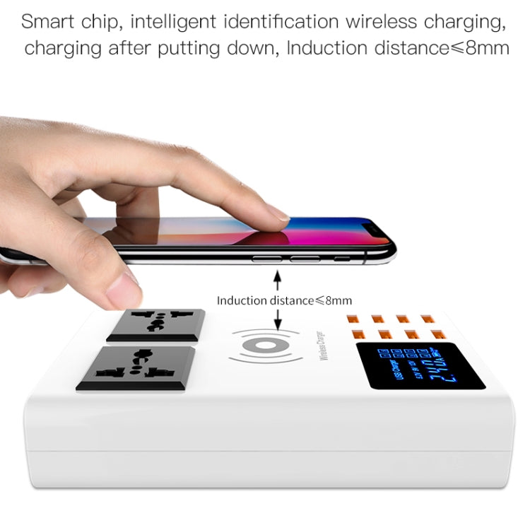 YC-CDA10W 10W Multi Port USB Intelligent Digital Display Fast Charging Wireless Charger, EU Plug