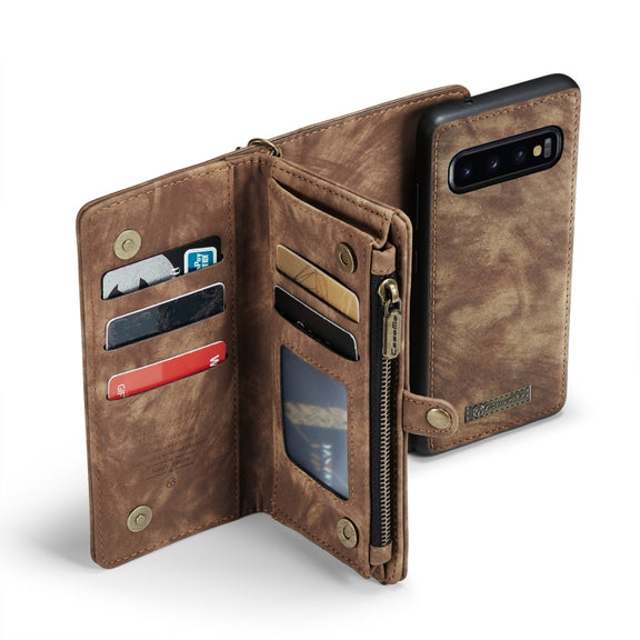 For Samsung Galaxy S10 CaseMe-008 Detachable Multifunctional Flip Leather Phone Case(Brown)