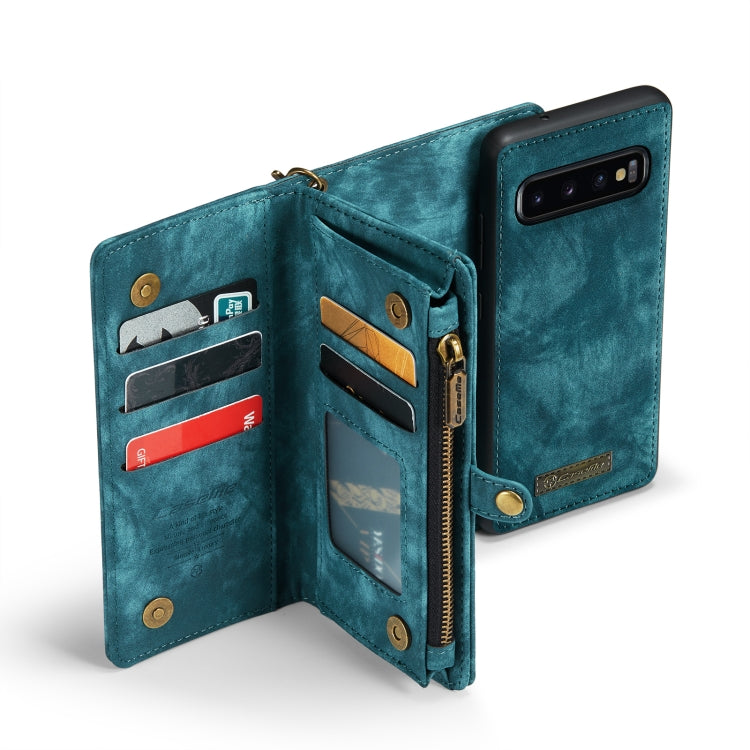 For Samsung Galaxy S10+ CaseMe-008 Detachable Multifunctional Flip Leather Phone Case(Blue)
