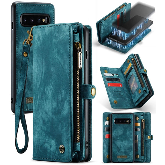 For Samsung Galaxy S10+ CaseMe-008 Detachable Multifunctional Flip Leather Phone Case(Blue)