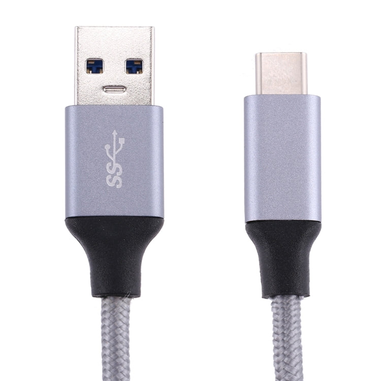 1m Wires Woven Metal Head USB-C / Type-C 3.1 to USB 3.0 Data / Charger Cable(Grey) - USB-C & Type-C Cable by PMC TechLife | Online Shopping South Africa | PMC TechLife | Buy Now Pay Later Mobicred