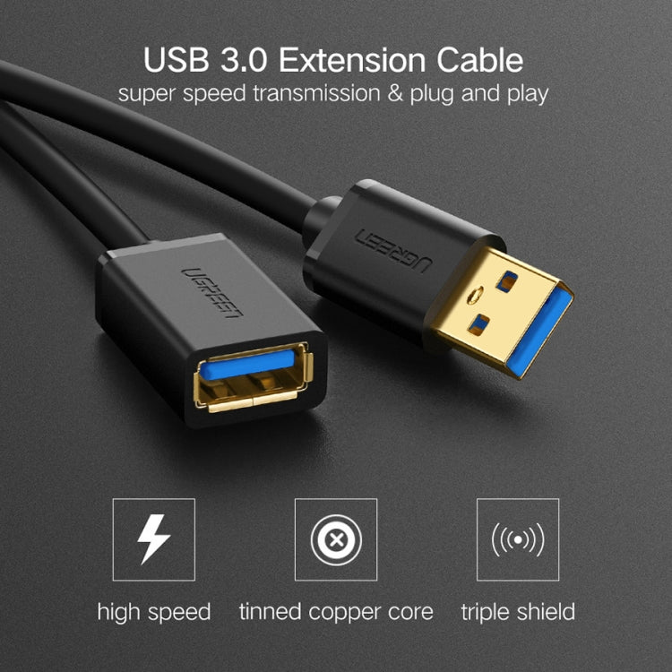 Ugreen 1m USB 3.0 Male to Female Data Sync Super Speed Transmission Extension Cord Cable - USB 3.0 by UGREEN | Online Shopping South Africa | PMC Jewellery | Buy Now Pay Later Mobicred