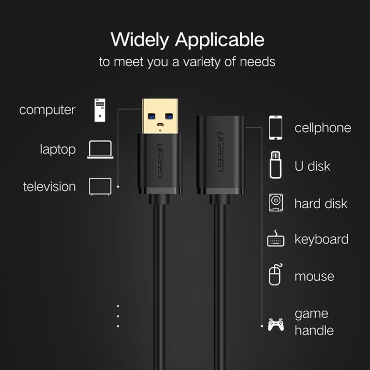 Ugreen 1.5m USB 3.0 Male to Female Data Sync Super Speed Transmission Extension Cord Cable - USB 3.0 by UGREEN | Online Shopping South Africa | PMC TechLife | Buy Now Pay Later Mobicred