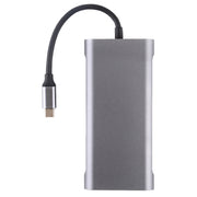 11 in 1 VGA + LAN Port + 4 x USB 3.0 + SD / TF Card + HDMI + Audio Port + USB-C / Type-C Female to USB-C / Type-C HUB Adapter(Dark Gray)