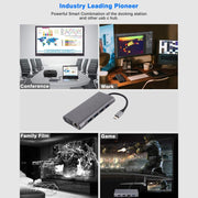11 in 1 VGA + LAN Port + 4 x USB 3.0 + SD / TF Card + HDMI + Audio Port + USB-C / Type-C Female to USB-C / Type-C HUB Adapter(Dark Gray)