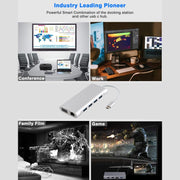 11 in 1 VGA + LAN Port + 4 x USB 3.0 + SD / TF Card + HDMI + Audio Port + USB-C / Type-C Female to USB-C / Type-C HUB Adapter (Silver)