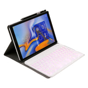 ST590S Bluetooth 3.0 Fine Wool Texture PU Leather ABS Detachable Seven-color Backlight Bluetooth Keyboard Leather Tablet Case for Samsung Galaxy Tab A 10.5 inch T590 / T595, with Pen Slot & Holder (Rose Gold)