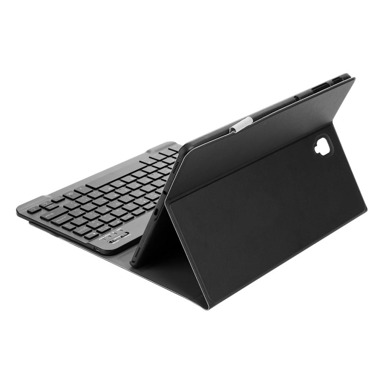 ST830S Bluetooth 3.0 Fine Wool Texture PU Leather ABS Detachable Seven-color Backlight Bluetooth Keyboard Leather Tablet Case for Samsung Galaxy Tab S4 10.5 inch T830 / T835, with Pen Slot & Holder (Black)