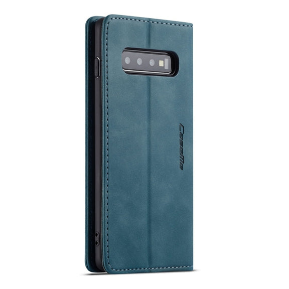 CaseMe-013 Multifunctional Retro Frosted Horizontal Flip Leather Case for Galaxy S10 Plus, with Card Slot & Holder & Wallet (Blue)