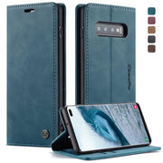 CaseMe-013 Multifunctional Retro Frosted Horizontal Flip Leather Case for Galaxy S10 Plus, with Card Slot & Holder & Wallet (Blue)