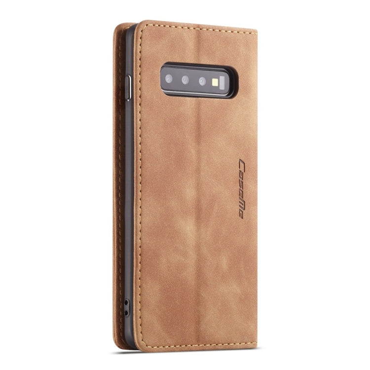 CaseMe-013 Multifunctional Retro Frosted Horizontal Flip Leather Case for Galaxy S10 Plus, with Card Slot & Holder & Wallet (Brown)