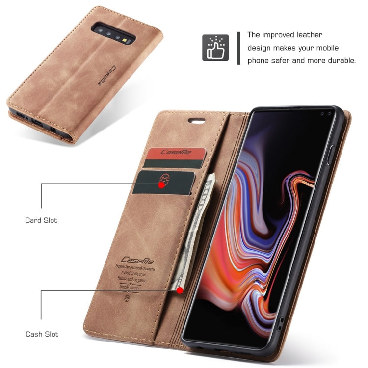 CaseMe-013 Multifunctional Retro Frosted Horizontal Flip Leather Case for Galaxy S10 Plus, with Card Slot & Holder & Wallet (Brown) - free shipping - PMC Jewellery - Order now!