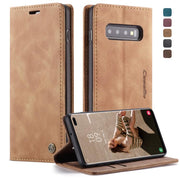 CaseMe-013 Multifunctional Retro Frosted Horizontal Flip Leather Case for Galaxy S10 Plus, with Card Slot & Holder & Wallet (Brown)