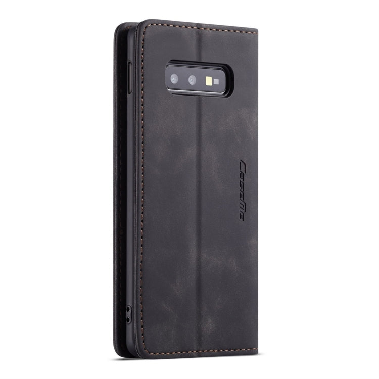 CaseMe-013 Multifunctional Retro Frosted Horizontal Flip Leather Case for Galaxy S10 E, with Card Slot & Holder & Wallet (Black)