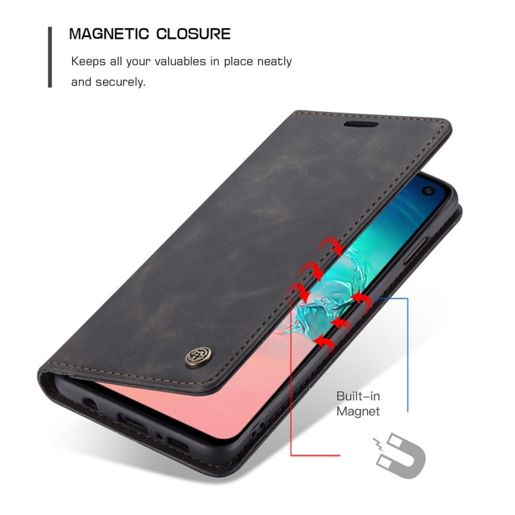 CaseMe-013 Multifunctional Retro Frosted Horizontal Flip Leather Case for Galaxy S10 E, with Card Slot & Holder & Wallet (Black)