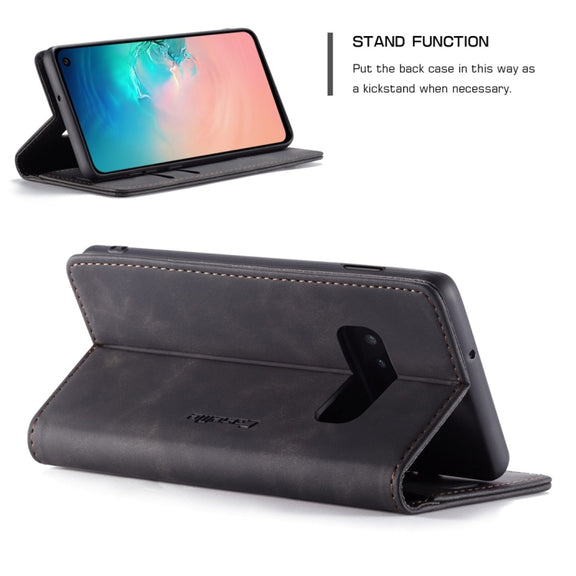 CaseMe-013 Multifunctional Retro Frosted Horizontal Flip Leather Case for Galaxy S10 E, with Card Slot & Holder & Wallet (Black)