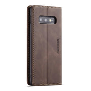 CaseMe-013 Multifunctional Retro Frosted Horizontal Flip Leather Case for Galaxy S10 E, with Card Slot & Holder & Wallet (Coffee)