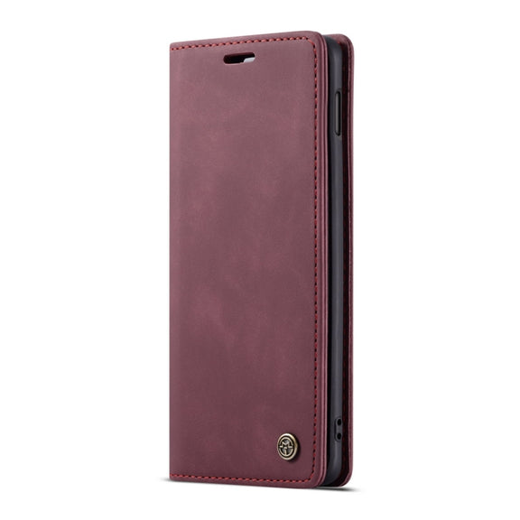 CaseMe-013 Multifunctional Retro Frosted Horizontal Flip Leather Case for Galaxy S10 E, with Card Slot & Holder & Wallet (Wine Red)