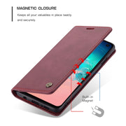 CaseMe-013 Multifunctional Retro Frosted Horizontal Flip Leather Case for Galaxy S10 E, with Card Slot & Holder & Wallet (Wine Red)