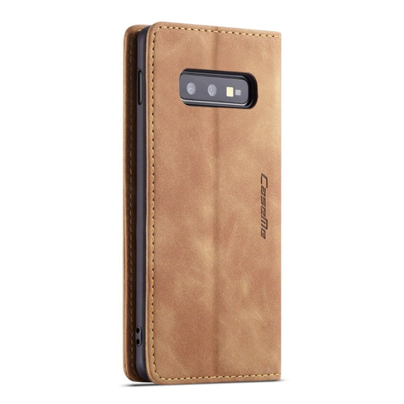 CaseMe-013 Multifunctional Retro Frosted Horizontal Flip Leather Case for Galaxy S10 E, with Card Slot & Holder & Wallet (Brown)