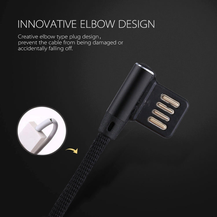 1m 2.4A Output USB to USB-C / Type-C Double Elbow Design Nylon Weave Style Data Sync Charging Cable(Black) - free shipping - PMC TechLife - Order now!