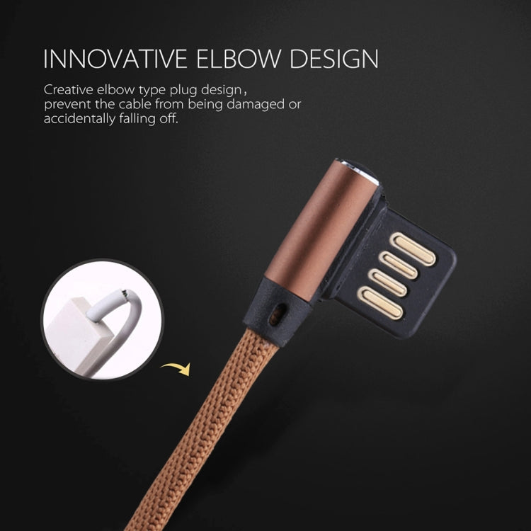 1m 2.4A Output USB to USB-C / Type-C Double Elbow Design Nylon Weave Style Data Sync Charging Cable(Coffee) - USB-C & Type-C Cable by PMC TechLife | Online Shopping South Africa | PMC TechLife | Buy Now Pay Later Mobicred