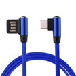 1m 2.4A Output USB to USB-C / Type-C Double Elbow Design Nylon Weave Style Data Sync Charging Cable(Dark Blue) - USB-C & Type-C Cable by PMC TechLife | Online Shopping South Africa | PMC TechLife | Buy Now Pay Later Mobicred
