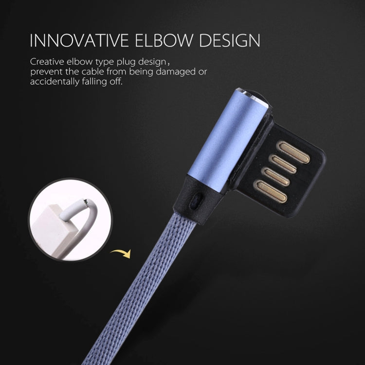 1m 2.4A Output USB to USB-C / Type-C Double Elbow Design Nylon Weave Style Data Sync Charging Cable(Blue) - USB-C & Type-C Cable by PMC TechLife | Online Shopping South Africa | PMC TechLife | Buy Now Pay Later Mobicred