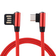 1m 2.4A Output USB to USB-C / Type-C Double Elbow Design Nylon Weave Style Data Sync Charging Cable(Red) - free shipping - PMC TechLife - Order now!