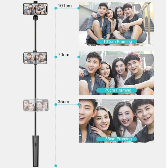 CYKE P9 Universal Stretchable Hidden One-piece Wireless Bluetooth Selfie Stick(Black)