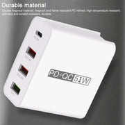 WLX-A6 4 Ports Quick Charging USB Travel Charger Power Adapter, US Plug