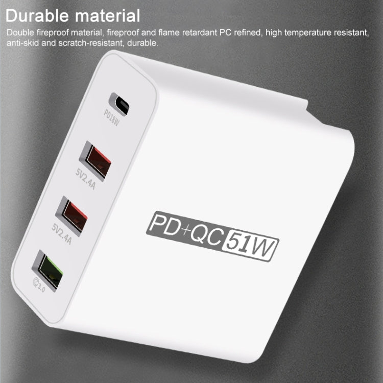 WLX-A6 4 Ports Quick Charging USB Travel Charger Power Adapter, US Plug