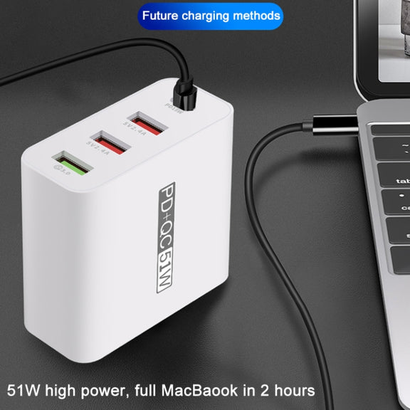 WLX-A6 4 Ports Quick Charging USB Travel Charger Power Adapter, EU Plug