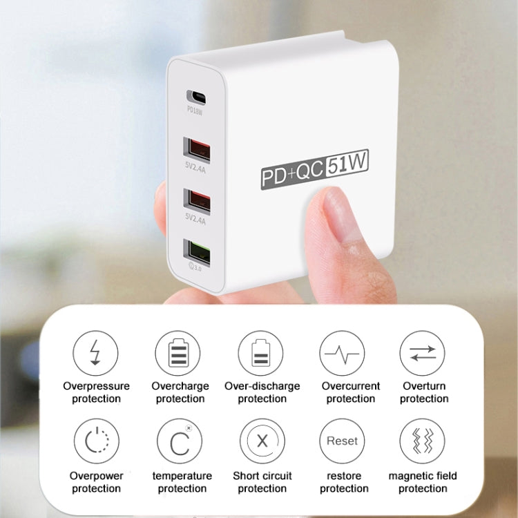 WLX-A6 4 Ports Quick Charging USB Travel Charger Power Adapter, EU Plug