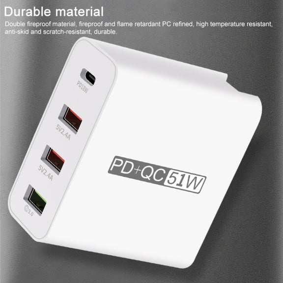 WLX-A6 4 Ports Quick Charging USB Travel Charger Power Adapter, AU Plug