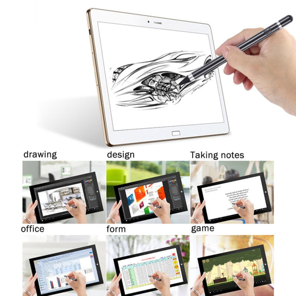 Short Universal Rechargeable Capacitive Touch Screen Stylus Pen with 2.3mm Superfine Metal Nib, For iPhone, iPad, Samsung, and Other Capacitive Touch Screen Smartphones or Tablet PC(Black)